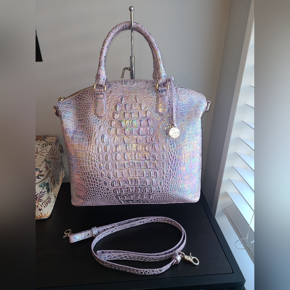 NWT Brahmin Large Duxbury Violet Wonderland w matching NWT Ady & Lennon Wallets - Picture 2 of 12